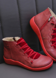 Casual Large Size Lace Side Zipper Short Boots