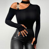 Fashionable Off-shoulder Long-sleeved Top
