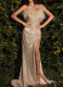 Banquet Backless Side Slit Feather Sequin Off-the-shoulder Dress