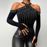 Fashionable Off-shoulder Long-sleeved Top