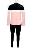 Striped Patchwork Long-sleeved Two-piece Set