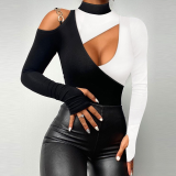 Fashionable Off-shoulder Long-sleeved Top