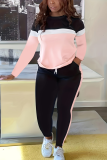 Striped Patchwork Long-sleeved Two-piece Set