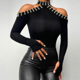 Fashionable Off-shoulder Long-sleeved Top