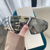 Punk Future Technology Sense Metal One-Piece Frameless Wrapped Sunglasses Men and Women Sports Riding Sunglasses Tide