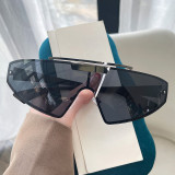 Punk Future Technology Sense Metal One-Piece Frameless Wrapped Sunglasses Men and Women Sports Riding Sunglasses Tide