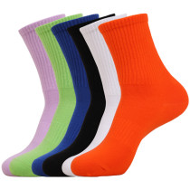Mid-Calf Versatile Athletic Socks Sweat-Absorbent Breathable Fine-Combed Cotton Socks Solid Color Vertical Pattern Socks Spring and Summer Men and Women Casual Socks