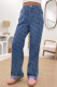 Spring New Style Love Hook Flower Jeans Women'S Casual Washed Straight Trousers