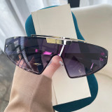 Punk Future Technology Sense Metal One-Piece Frameless Wrapped Sunglasses Men and Women Sports Riding Sunglasses Tide