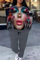 Fashion Round Neck Casual Printed Loose Two-Piece Suit