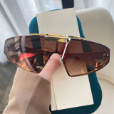 Punk Future Technology Sense Metal One-Piece Frameless Wrapped Sunglasses Men and Women Sports Riding Sunglasses Tide