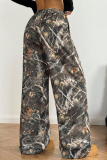 Women'S Wide-Leg Trousers With Branch Pattern