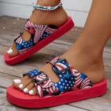 Large Size Belt Buckle Light Foam Bottom Flip Flops For Women To Wear As Outdoor Colorful Graffiti Beach Sandals