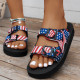 Large Size Belt Buckle Light Foam Bottom Flip Flops For Women To Wear As Outdoor Colorful Graffiti Beach Sandals