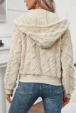 Zipper Hooded Knitted Jacket Fashionable Temperament Autumn And Winter Thick Short Sweater Cardigan
