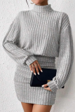 Autumn And Winter Women'S New Slim Fashion Ribbed High Collar Hip Long Sleeve Dress