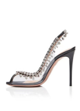 Fashionable Fish Mouth Transparent Rhinestone Chain Stiletto Heels