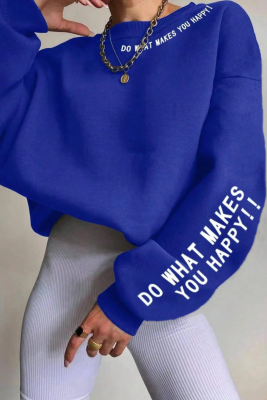 Fashion Letter Printed Casual Long Sleeve Round Neck Sweatshirt