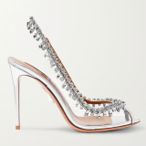 Fashionable Fish Mouth Transparent Rhinestone Chain Stiletto Heels
