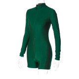 Fashionable Hot Girl Top Zippered Slim Fit Long Sleeve Jumpsuit