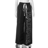 Casual Printed Drawstring Thin Lloose Quick-drying Pants