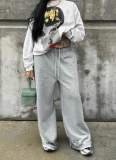 Fashionable Printed Lace-up Straight Sports Casual Sweatpants