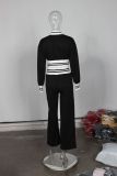 Fashionable Contrasting Color Sports Long-sleeved Jacket and Trousers Suit