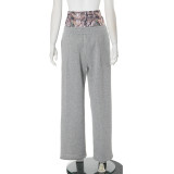 Fashionable Printed Lace-up Straight Sports Casual Sweatpants