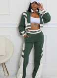 Fashionable Contrasting Color Sports Long-sleeved Jacket and Trousers Suit