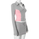 New Slim Fit V-neck Long-sleeved Skirt Suit