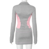 New Slim Fit V-neck Long-sleeved Skirt Suit