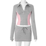 New Slim Fit V-neck Long-sleeved Skirt Suit