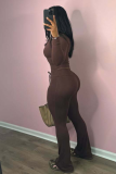 Hot Sale Elastic Hip Lifting Small Bell Bottom Pants Two Piece Set