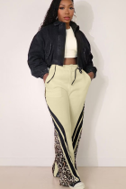 Fashion Patchwork Leopard Print Casual Loose Trousers