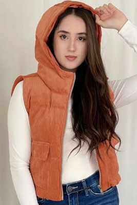 Vacation Casual Sleeveless Women's Vest Zipper Cotton Vest