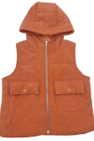 Vacation Casual Sleeveless Women's Vest Zipper Cotton Vest