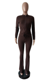 Hot Sale Elastic Hip Lifting Small Bell Bottom Pants Two Piece Set