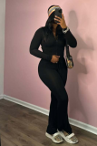Hot Sale Elastic Hip Lifting Small Bell Bottom Pants Two Piece Set