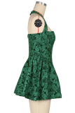 Sexy One Shoulder Waisted Tutu Flocked Dress