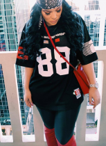 Fashionable Loose Rugby Uniform Letter Print T-Shirt Short Sleeve