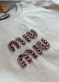 Niche Trendy Brand Pink Diamond Letter Logo Simple T-shirt