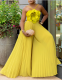 Sexy Large Size Halter Neck Three-dimensional Flower Solid Color Wide Leg Jumpsuit