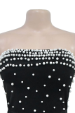 Fashion Women'S Sexy Tube Top Bubble Beads Slit Backless Dress