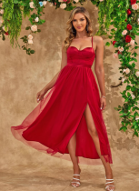 Sexy Suspender Mesh Full Skirt Dress