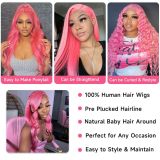 Women'S Front Lace Synthetic Wigs Pink Long Curly Hair Big Wave