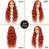 Women'S Front Lace Synthetic Wigs Pink Long Curly Hair Big Wave