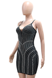 Fashionable Sling Hot Diamond Bag Hip Party Dress