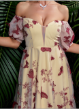 Sexy Mesh Butterfly Embroidered One-shoulder Dress
