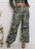 New Camouflage Printed High-waisted Straight-leg Loose Slim Overalls