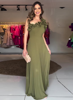 New Sexy Floral Waist Pleated Dress